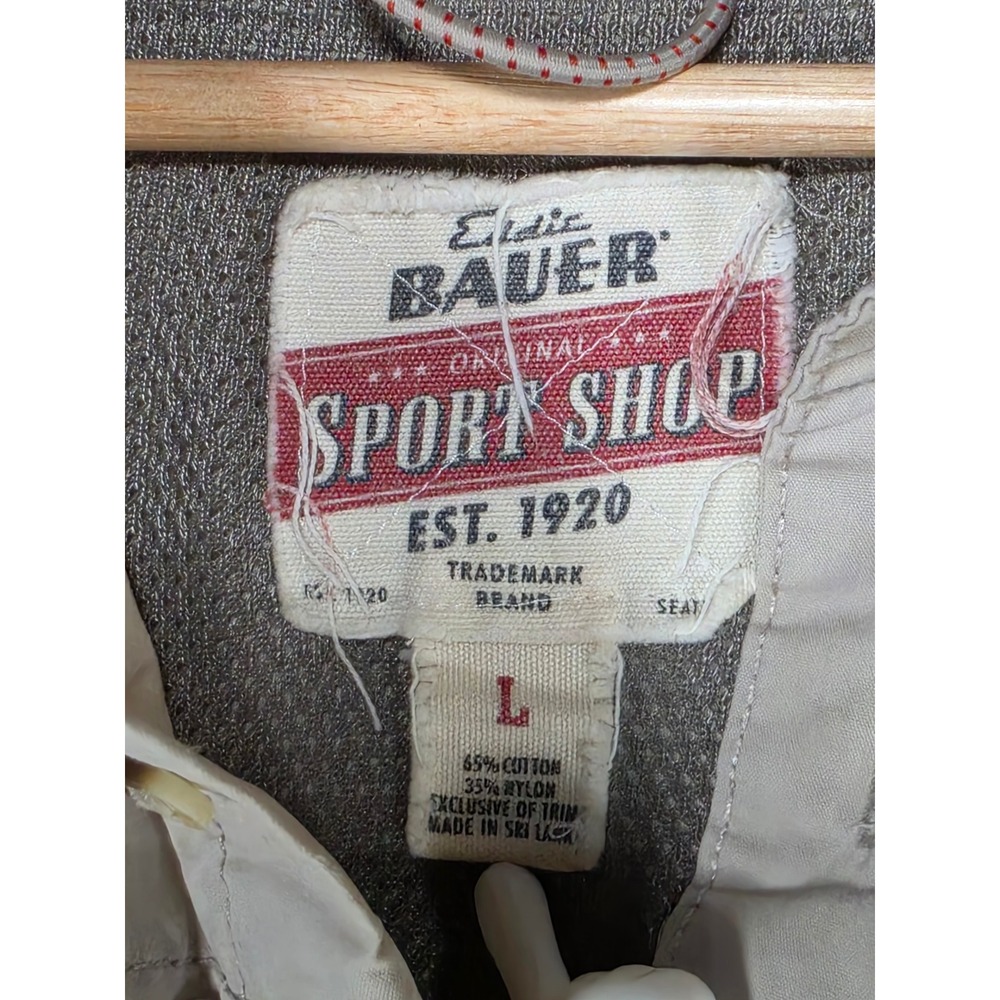 Eddie Bauer Sport Mens Vintage L Tan Short Sleeve Fishing Hiking Shirt Vent Back - Picture 3 of 11